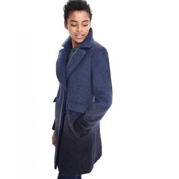 Banana Republic Navy Blue Ombre Wool Blend Coat Small Petite - Picture 9 of 9